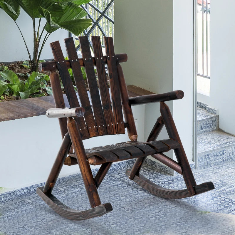 Rustic Red Outdoor Adirondack Rocking Chair