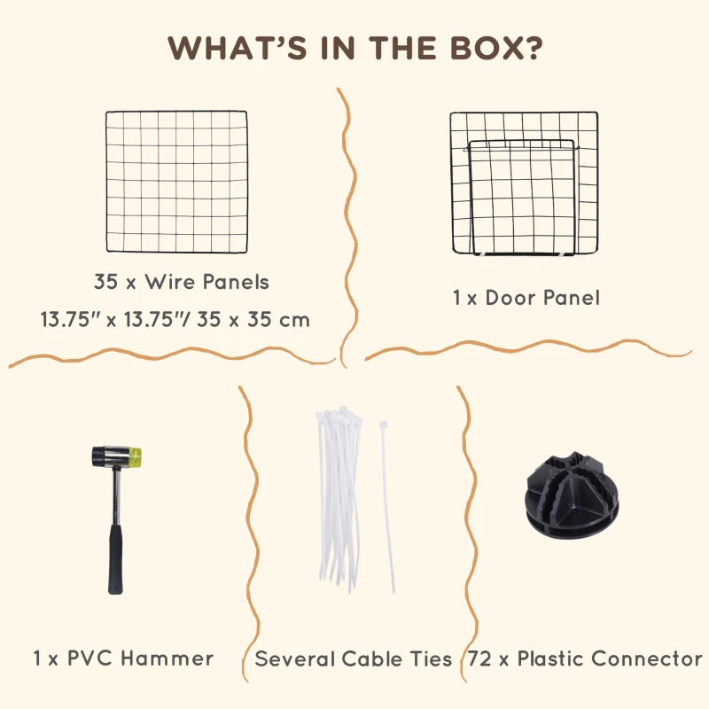 DIY Metal Wire Pet Playpen - 36 Panel Indoor/Outdoor Enclosure for Rabbits & Small Animals - Black Fence