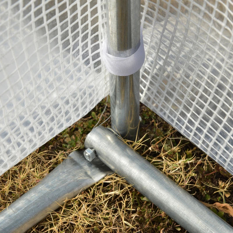 Green Walk-in Polytunnel Greenhouse with Roll-up Side Walls, Steel Frame, Zipped Door - White