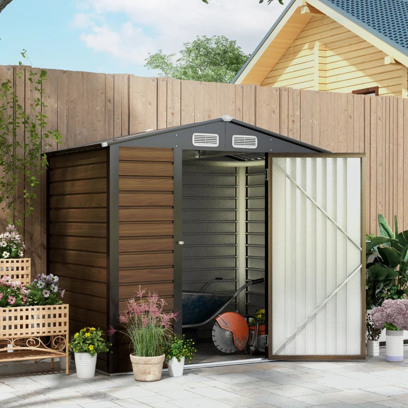 Oak 4ft x 6ft Galvanised Steel Garden Shed with Lock