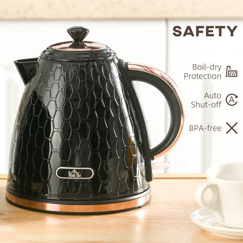 3kW Rapid Boil Black Honeycomb Kettle - Stylish Electric Tea Maker for Fast Boiling Water