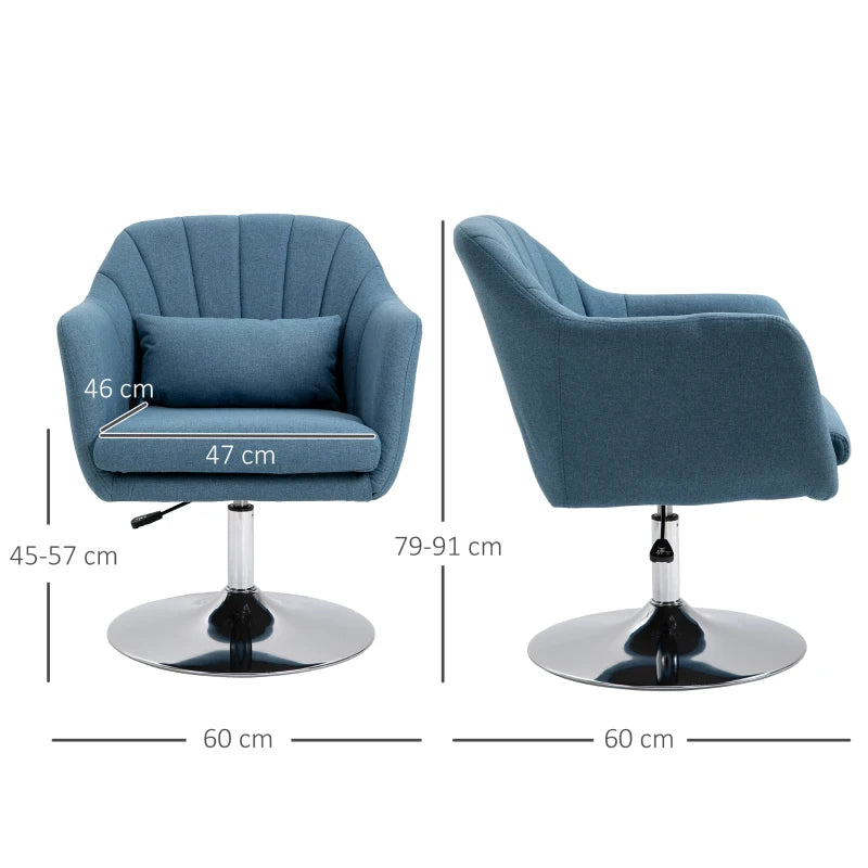 Contemporary Swivel Linen Fabric Accent Chair with Adjustable Height and Lumbar Support for Living Room or Office