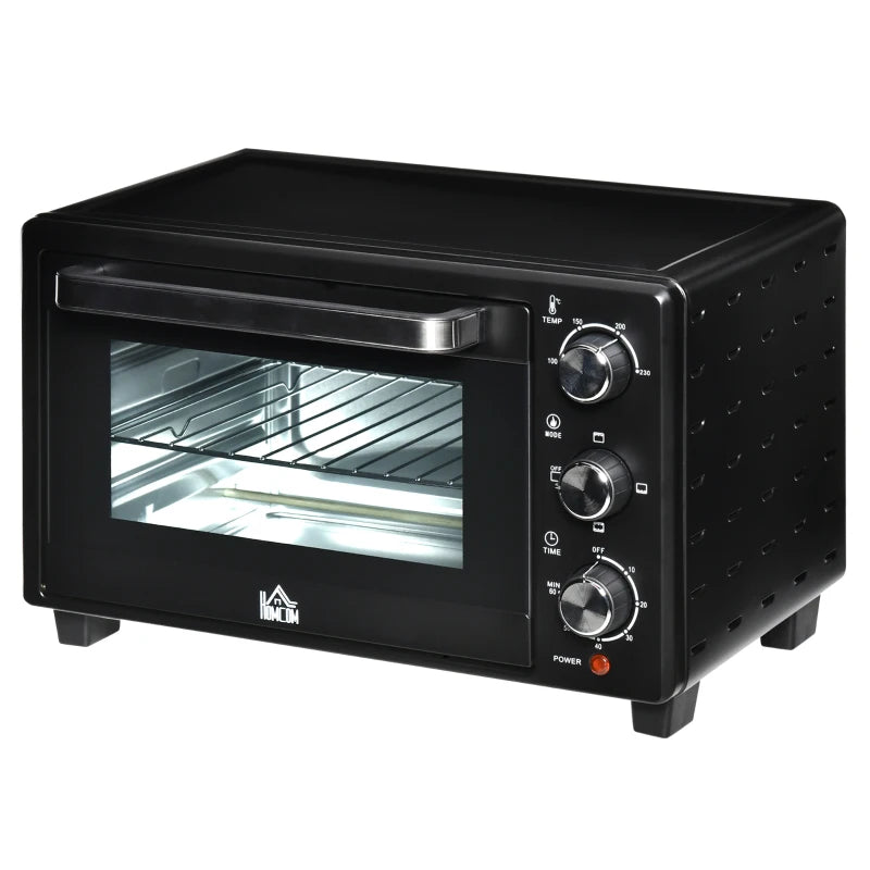 21L Mini Countertop Oven - Adjustable Temperature 100°C-230°C, Compact Black Design for Efficient Cooking