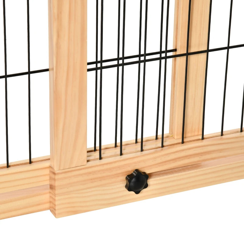 Freestanding Dog Gate - Foldable Indoor Pet Fence, Wooden Barrier for Doorways & Hallways, Adjustable 69H x 104-183 cm