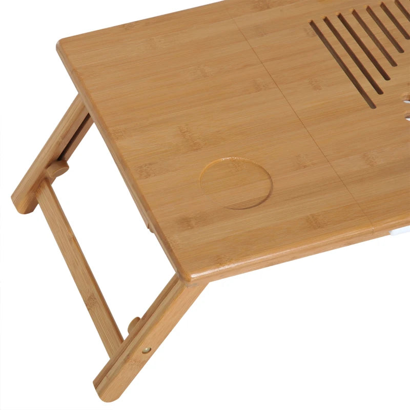 Adjustable Portable Laptop Desk with Drawer - Foldable Notebook Tray for Bed & Sofa (55x35x22-32.5 cm)
