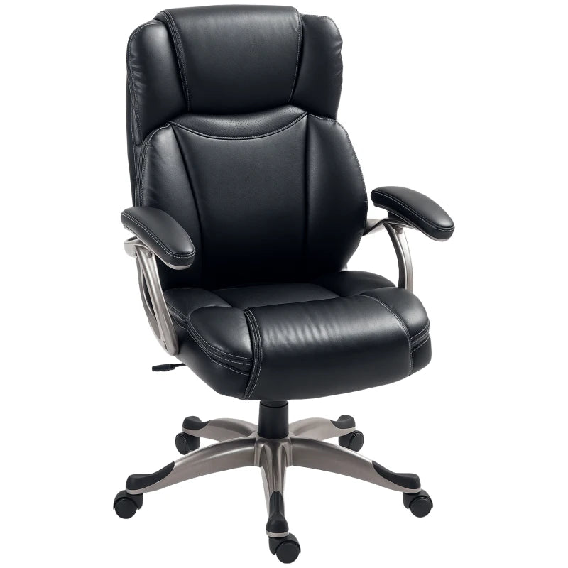 Ergonomic 49.5-59cm Adjustable Faux Leather Office Chair - Stylish Black Executive Desk Seating