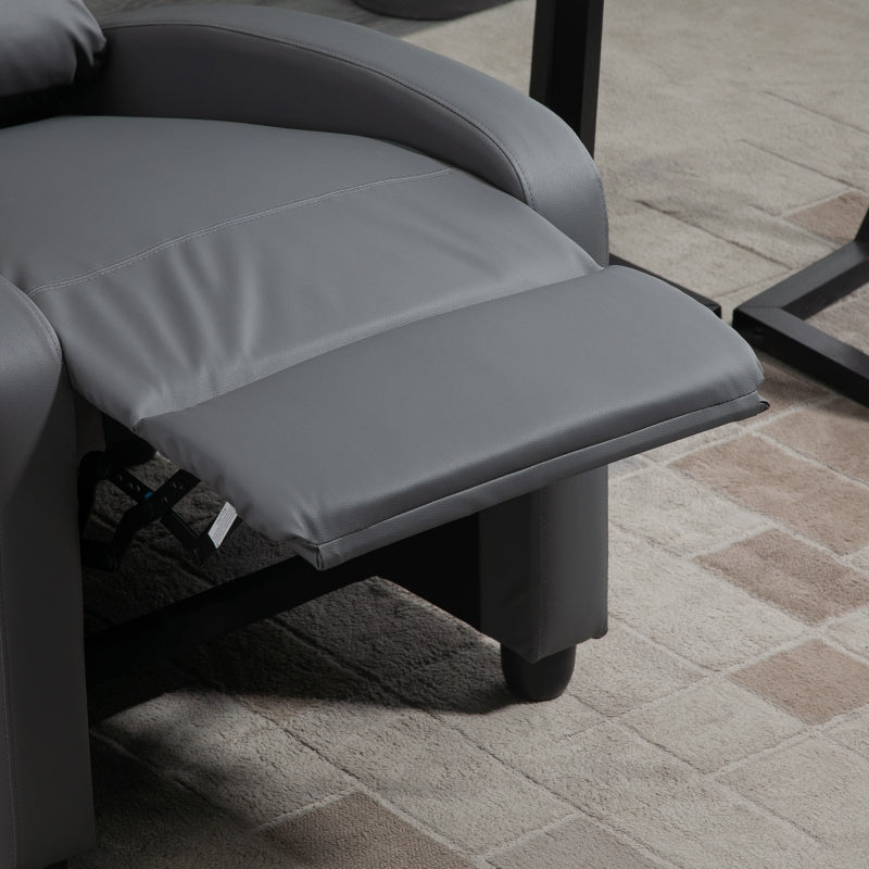 Massage Recliner Armchair in Grey Faux Leather with Adjustable Leg Rest and Side Pocket for Living Room