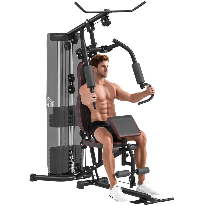 Multifunctional Home Gym Equipment Workout Station with Chest Press Butterfly Press and Leg Developer 45kg Weight Stack Full Body Fitness Machine