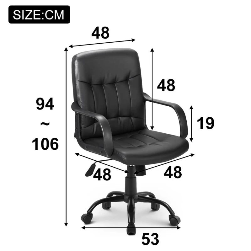 Ergonomic 360° Swivel Office Chair with High Back, Adjustable Height and Tilt Function, Black, 53L x 53W x 106H cm