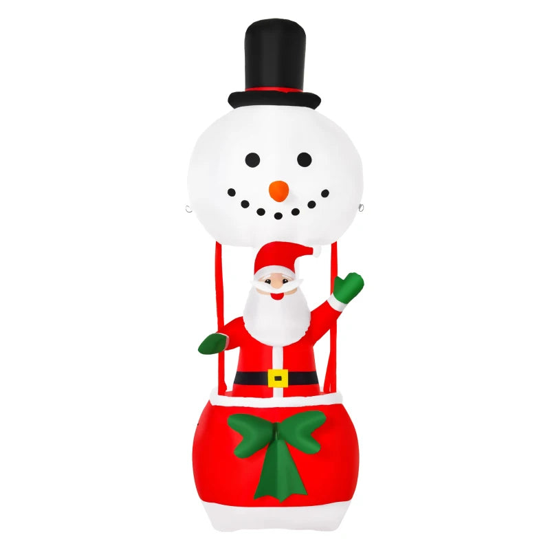 8ft Christmas Inflatable Santa Claus Snowman Hot Air Balloon - LED Outdoor Indoor Xmas Decoration, Blow Up Holiday Decor