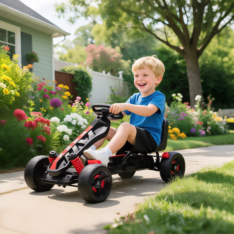 Kids Pedal Go Kart for Ages 3-6 with Freewheel System and Anti-Slip Wheels Red