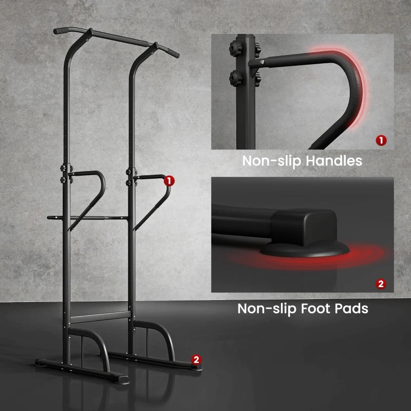 Power Tower Dip Station Pull Up Bar Adjustable Height Multi-Function Push Up Equipment for Home Gym Strength Training Fitness