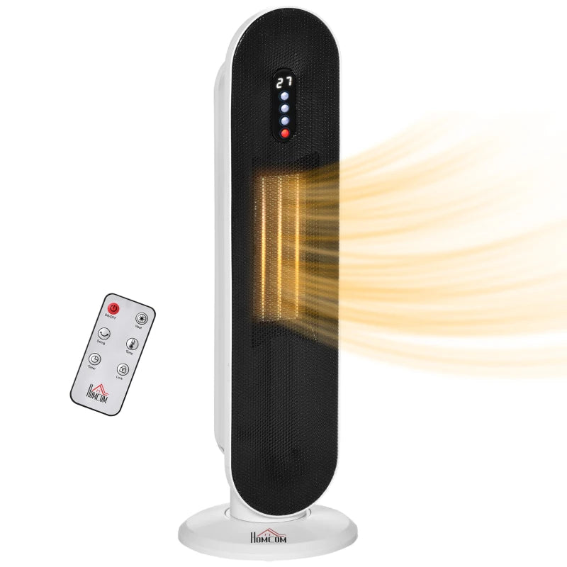 Indoor Ceramic Space Heater with Remote Control Oscillation Timer and Safety Features 1200W 2000W White