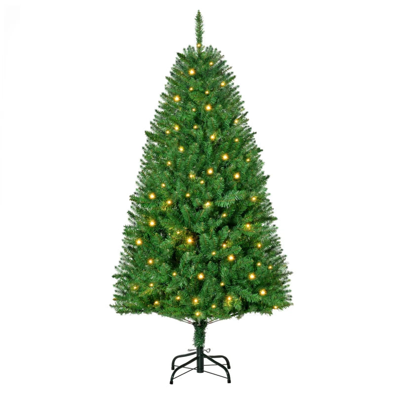5FT Green Christmas Tree with Warm White LED Lights - Perfect Holiday Home Decoration for Festive Cheer
