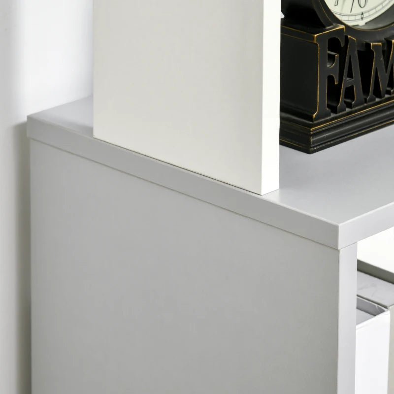 Modern 5-Tier Freestanding Bookshelf - Stylish White & Light Grey Bookcase for Living Room, Home Office, Study Storage