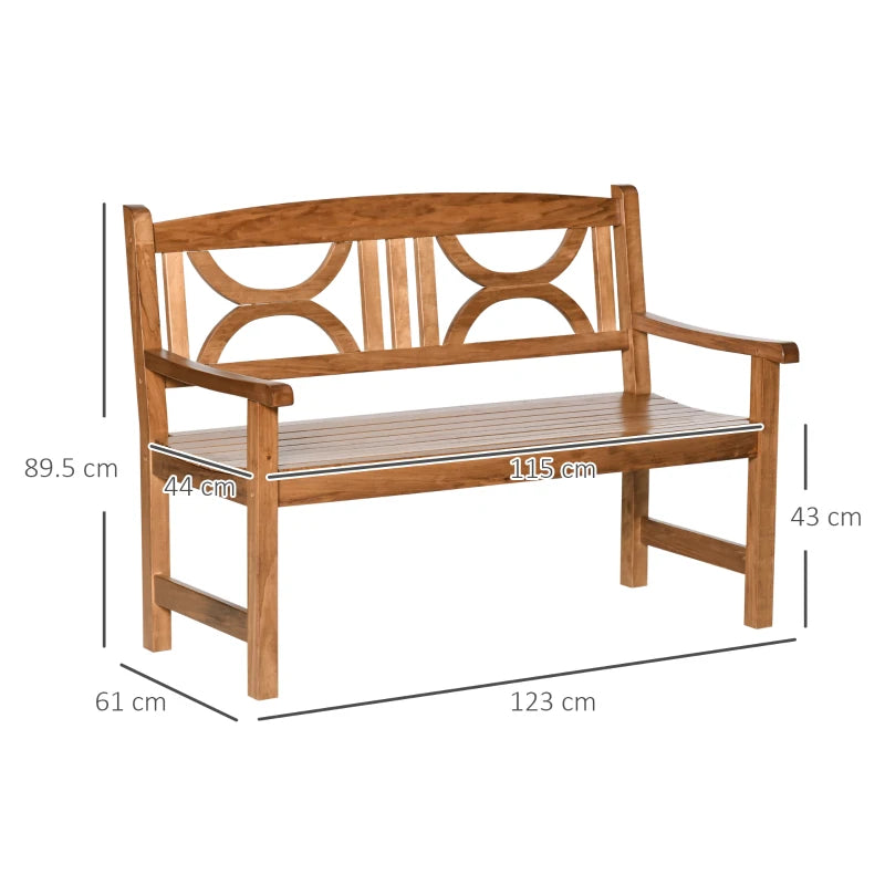 Natural Wood 2-Seater Outdoor Patio Bench