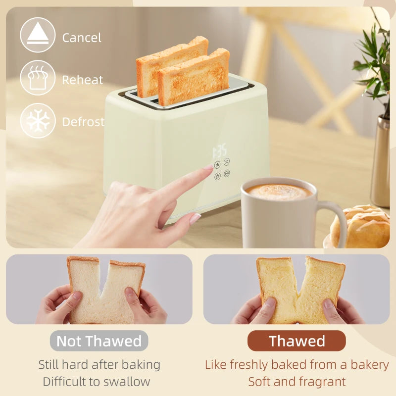 Digital Stainless Steel Kettle & Toaster Set - 1.5L Fast Boil 3000W Kettle, 2 Slice Toaster with 7 Browning Levels, Beige