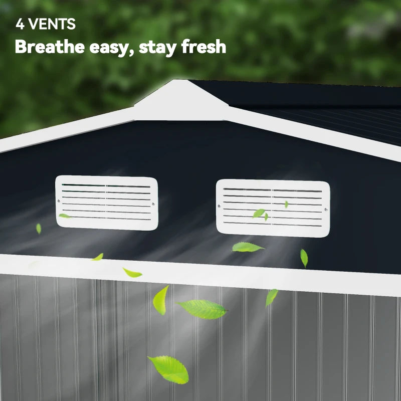 Dark Grey Metal Shed - 9ft x 6ft - With Ventilation