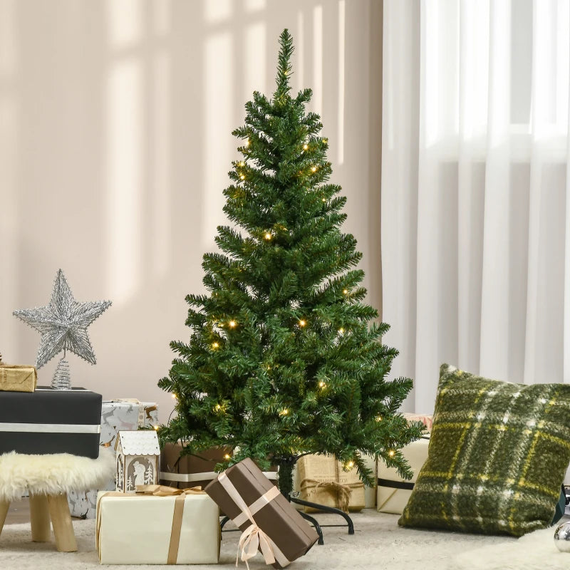 4FT Green Christmas Tree with Warm White LED Lights - Perfect Holiday Home Decoration for Festive Cheer