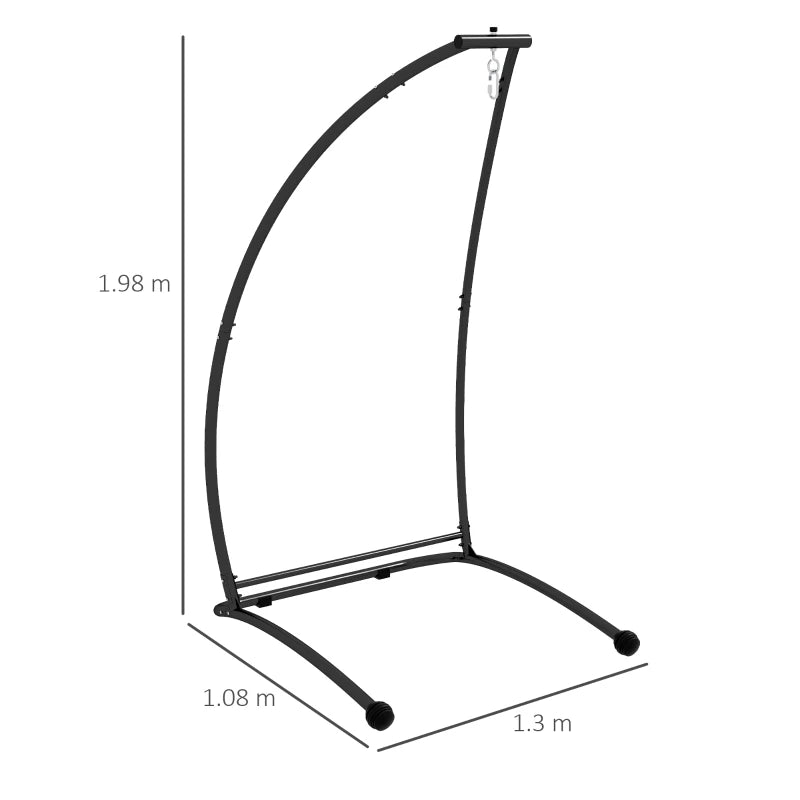 Black C-Shaped Hammock Chair Stand - Heavy Duty Metal Frame for Indoor & Outdoor Use