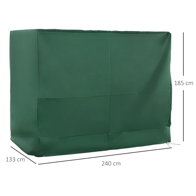 Green 3-Seat Outdoor Swing Chair Cover, Water and UV Resistant, 240x133cm