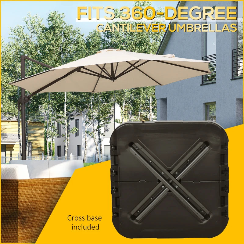 Steel Cross Base Cantilever Parasol Weight Stand, 195kg Sand/170kg Water, Coffee