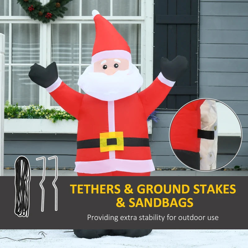 4ft Inflatable Christmas Santa Claus Decoration with LED Lights - Air Blown Outdoor Holiday Yard Décor