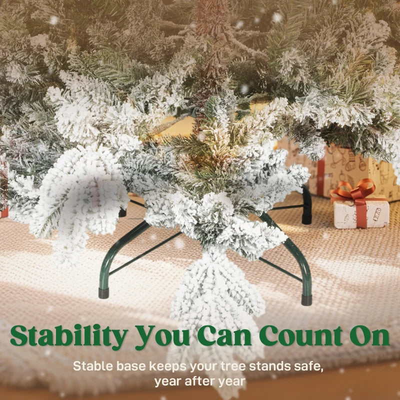 7ft Super Flocked Christmas Tree - Lush Green & White Snowy Tips - Perfect Holiday Decor for Home & Office