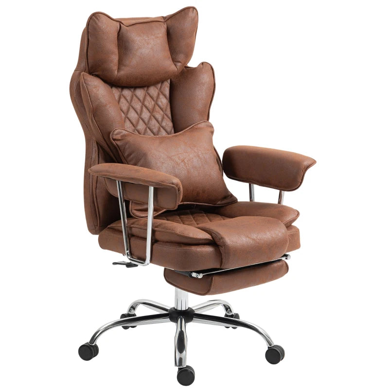 Leathaire Dark Brown Reclining Office Chair with Lumbar Support Pillow - Ergonomic Comfort for Home & Office