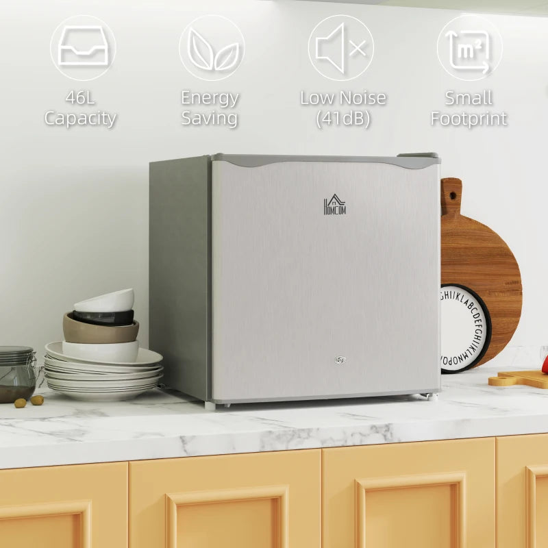 46L Lockable Countertop Fridge - Grey Mini Refrigerator for Home, Office, or Dorm - Compact & Secure Food Storage