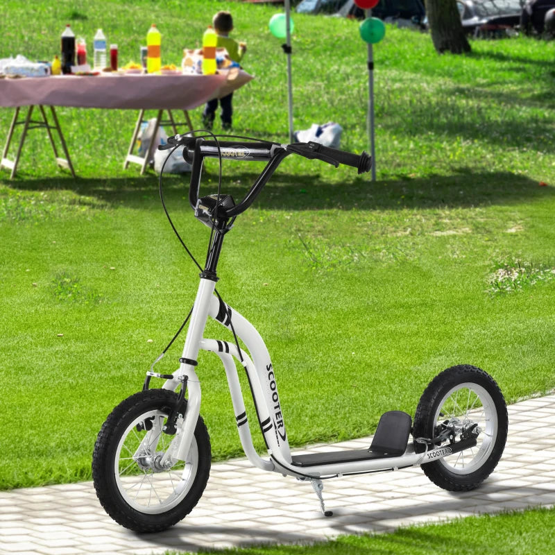 Dual Brakes 12" Adjustable Kick Scooter with Metal Frame - Black - Perfect for Kids and Adults