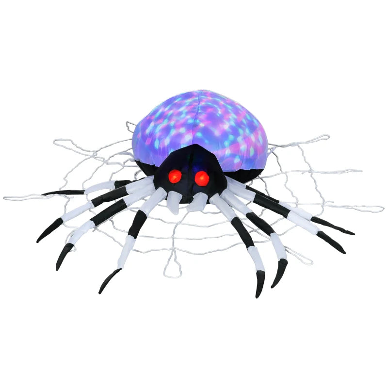 5FT Halloween Inflatable Spider with Colorful LED Lights - Giant Blow-Up Outdoor Decoration for Lawn & Party Display