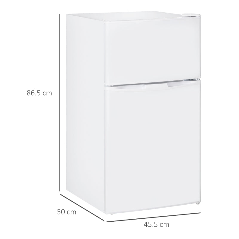 Compact 88L Under Counter Fridge Freezer - 5 Settings, 3 Star Freezer Rating, Energy Efficient Small Refrigerator in White