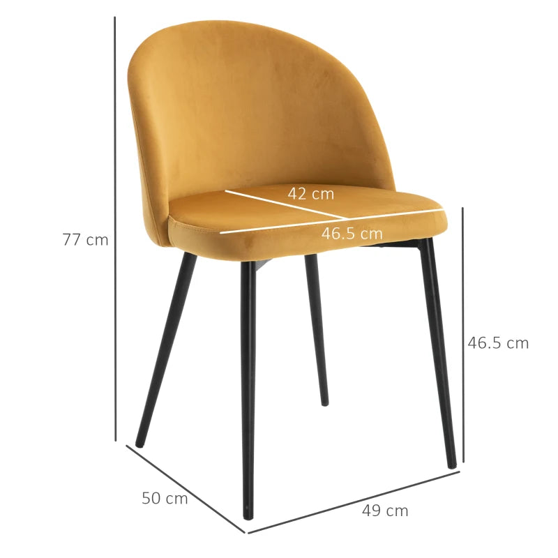 Contemporary Yellow Dining Chairs Set of 2 - Soft Fabric Seat & Back for Office, Kitchen, Living Room