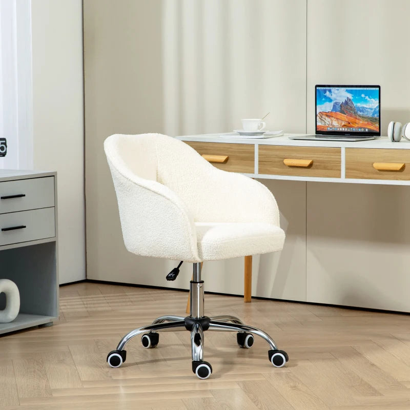 Cream Teddy Fleece Office Chair Cover - Fits 46-56 cm Chairs, Soft & Cozy Seat Protector