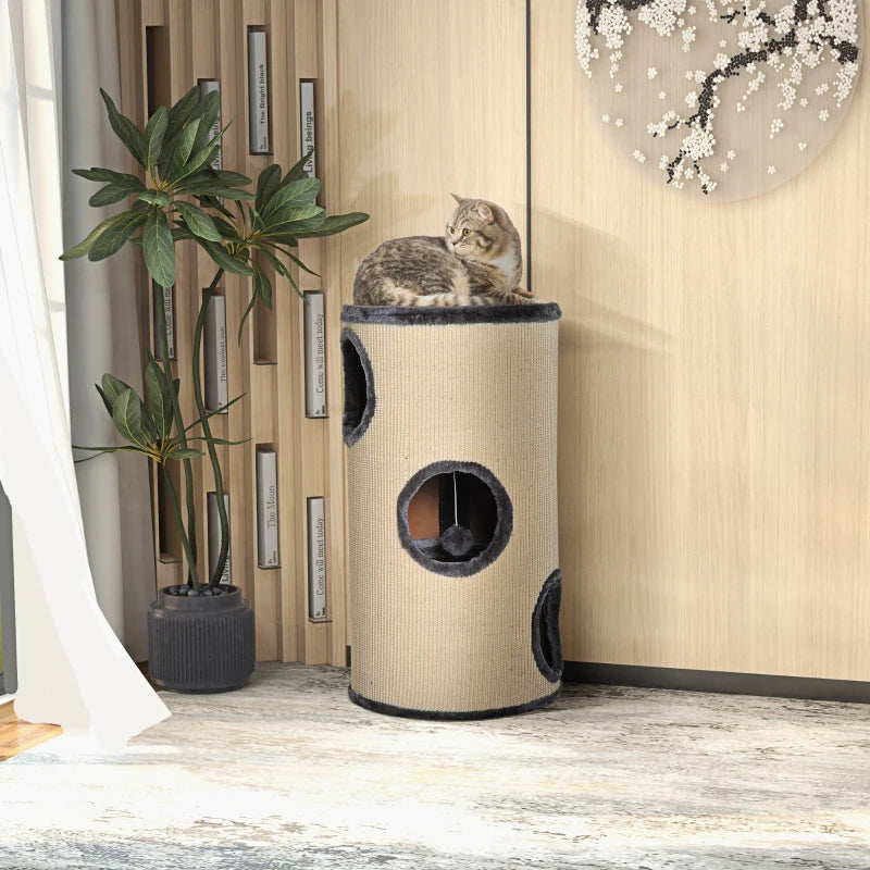 70cm Cat Tree Scratching Post - Sisal Activity Center & Condo for Indoor Cats - Climbing Play House & Bed
