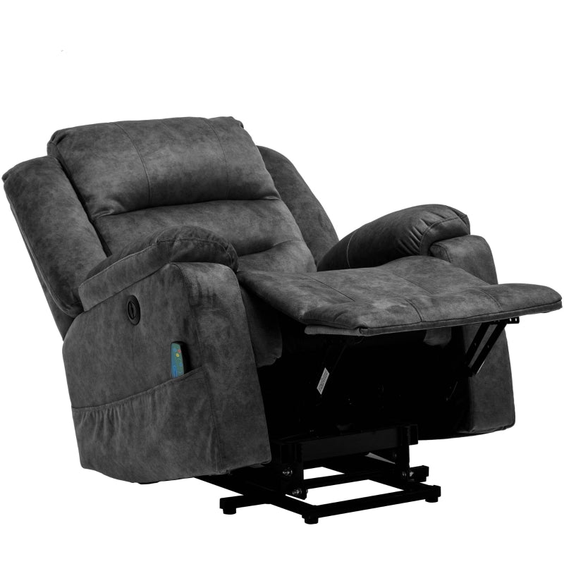 Electric Recliner Chair with Massage and Heating for Elderly, Grey Power Lift Armchair, 87x85x107 cm