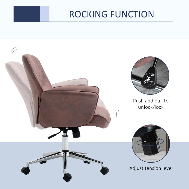 Vinsetto Red Office Chair - Ergonomic Swivel Desk Chair with Armrests & Rolling Wheels for Home & Work