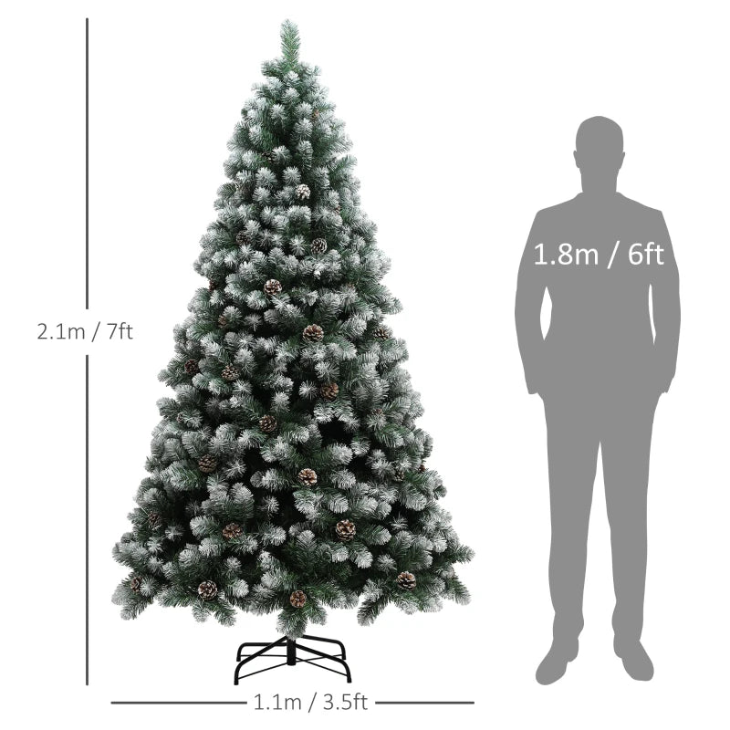 7ft Snow-Dipped Artificial Pine Christmas Tree - Realistic Holiday Decor for Festive Home Decoration