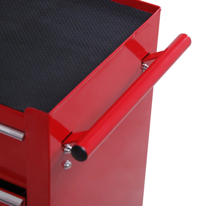 Red Lockable 5 Drawer Tool Chest on Wheels