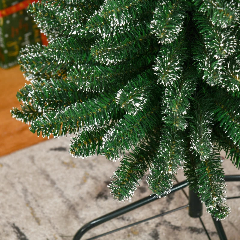 7.5FT Snow Dipped Christmas Pencil Tree - Foldable Black Stand, Green Holiday Indoor Decoration for Festive Home Decor