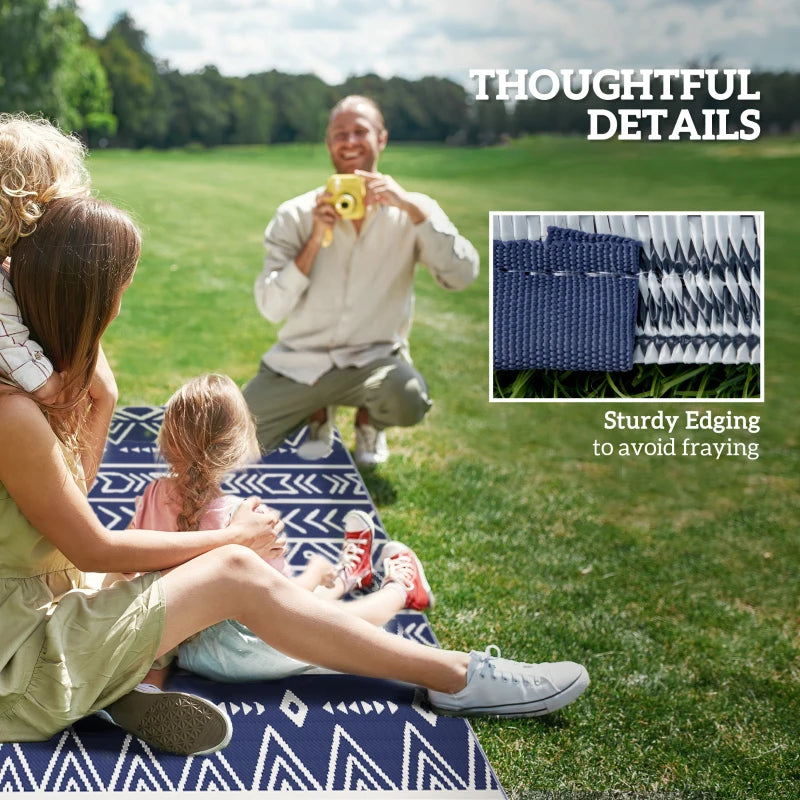 Reversible Waterproof Outdoor Rug 182x274cm - Plastic Straw Mat for Garden, Beach, Camping