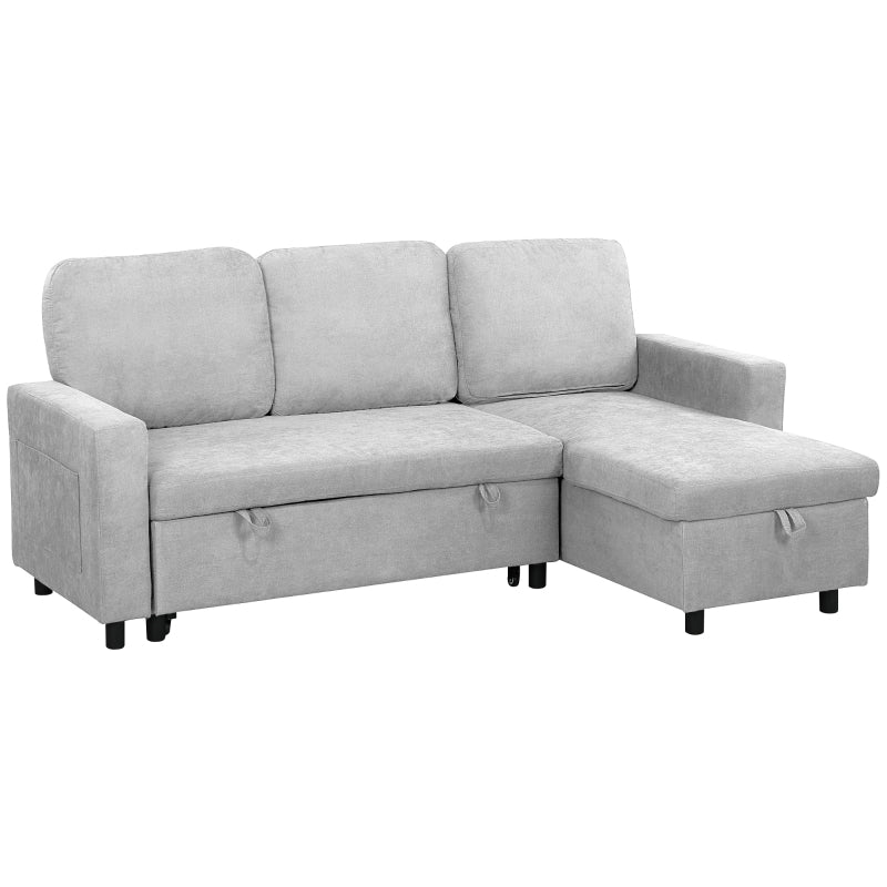 Light Grey L-Shaped Sofa Bed with Storage Solution for Small Spaces