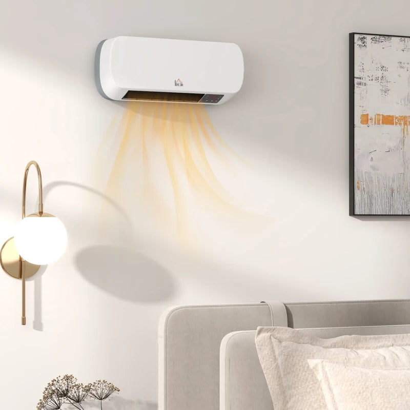2000W Wall Mounted Ceramic Space Heater with Adjustable Temperature Range 10-49°C White
