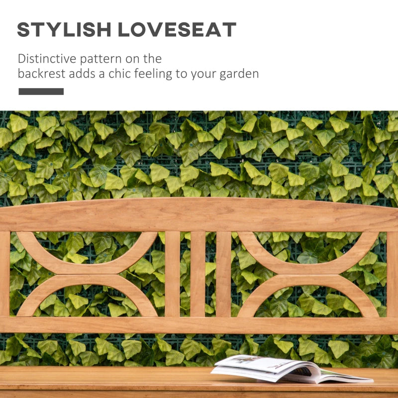 Natural Wood 2-Seater Outdoor Patio Bench