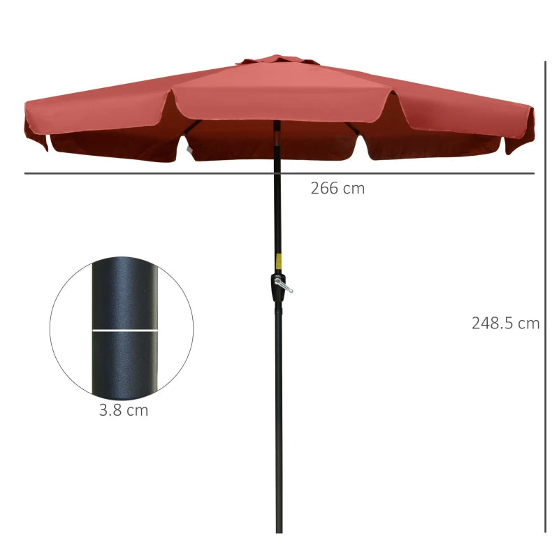 Wine Red 2.7m Patio Garden Umbrella with Tilt and Crank