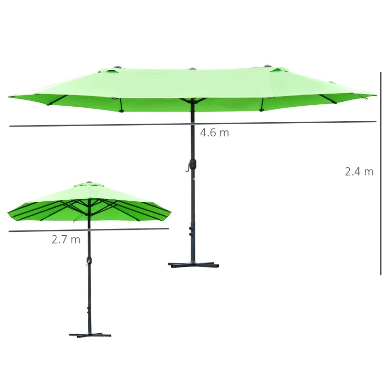 Green Double-sided Crank Sun Umbrella Canopy - 4.6M