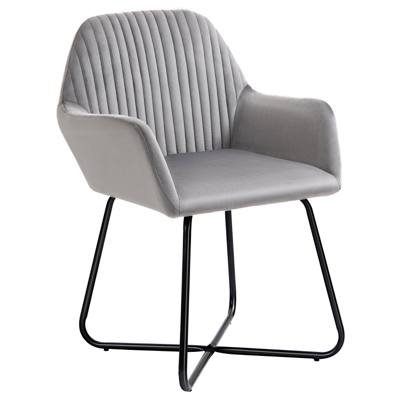 Modern Upholstered Accent Chair with Metal Base for Living Room in Grey - Stylish Armchair for Home Decor