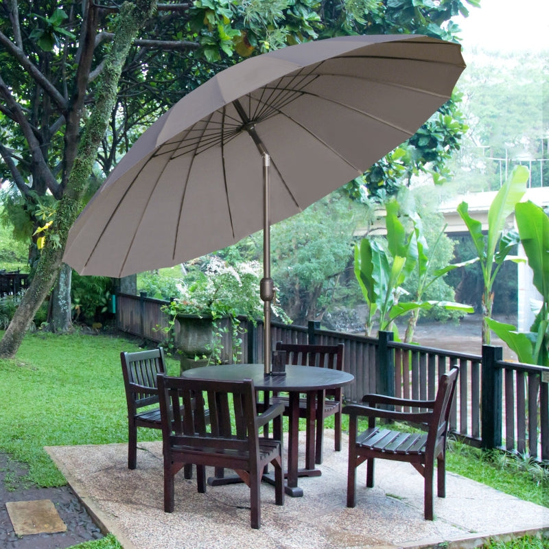 Grey 2.5m Garden Parasol Umbrella with Crank & Tilt, Outdoor Sun Shade