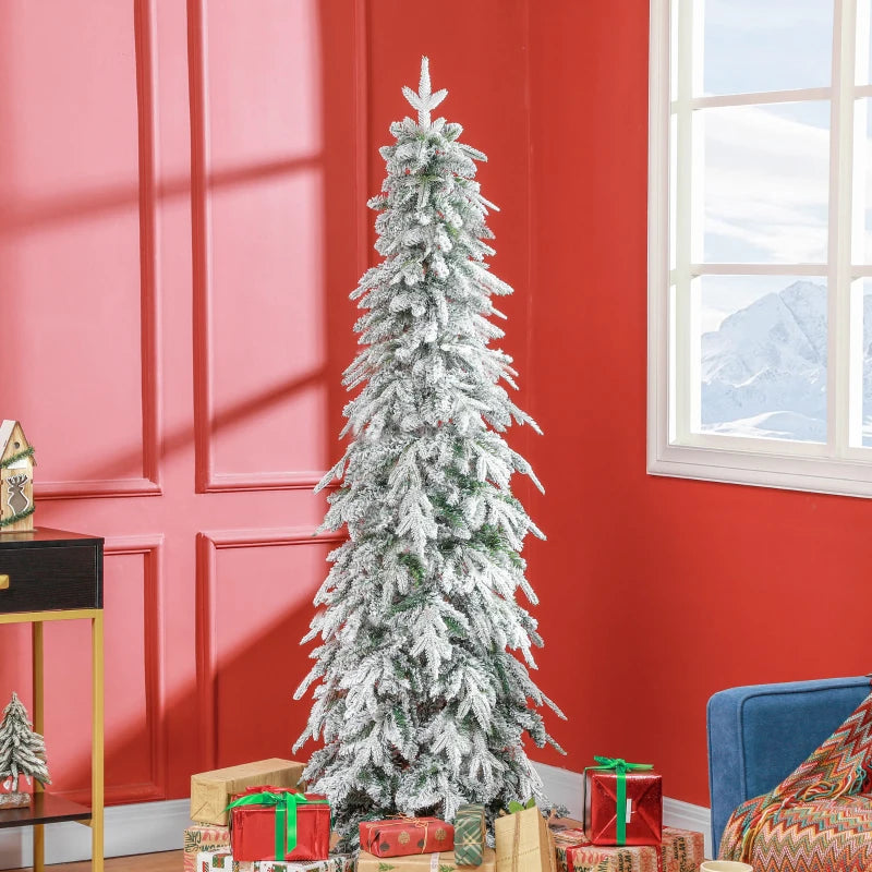 6ft Unlit Artificial Christmas Tree - Snow-Covered Holiday Decor for Festive Home Decoration
